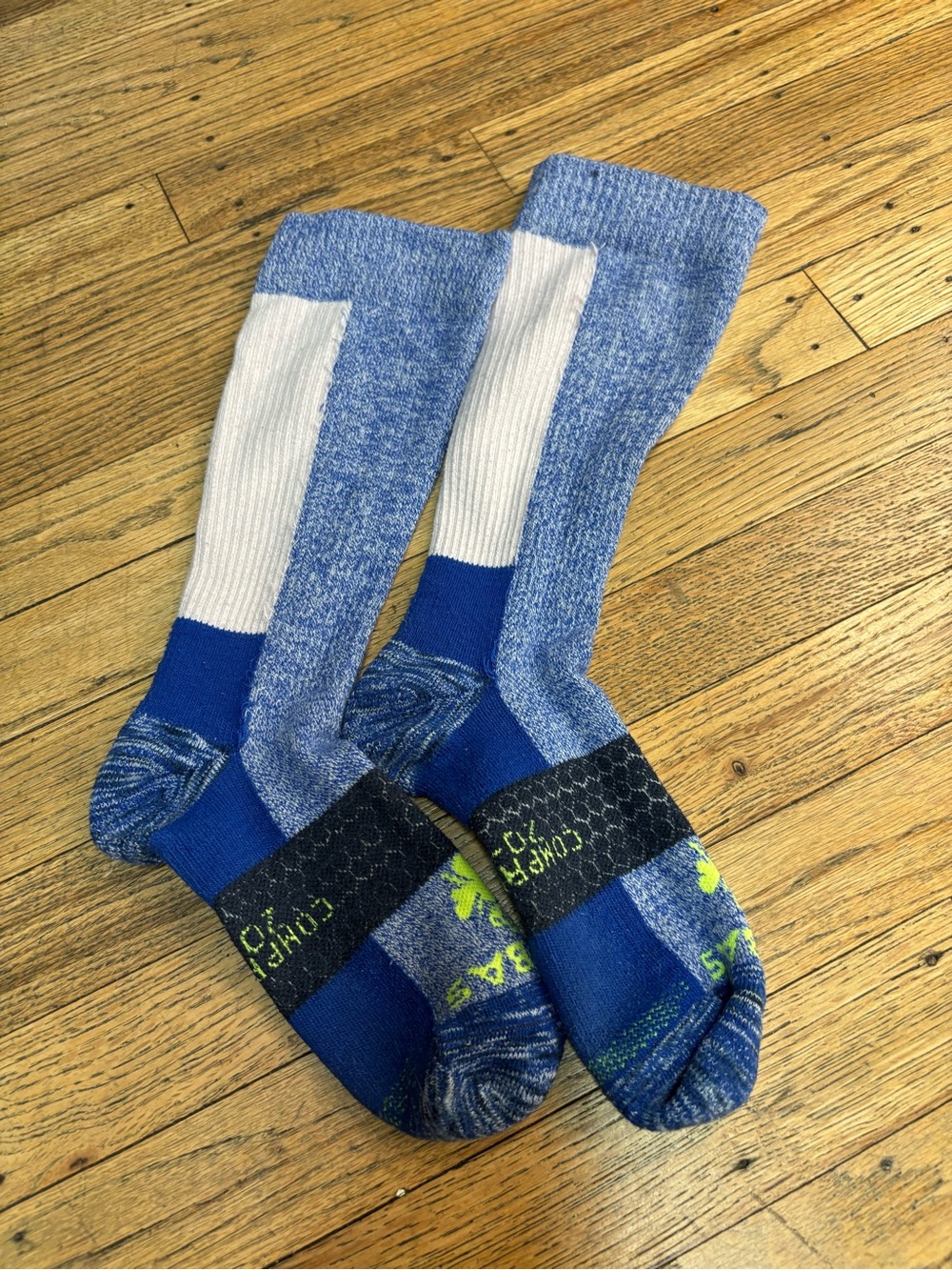Blue and White Men's Compression Crew Socks